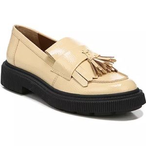 Franco Sarto Jack Lug Sole Loafers, Size 9.5, Beige Patent Leather